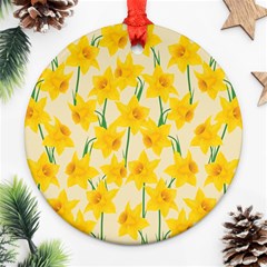 Yellow Daffodils Pattern Ornament (round) by Valentinaart