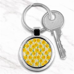 Yellow Daffodils Pattern Key Chains (round)  by Valentinaart