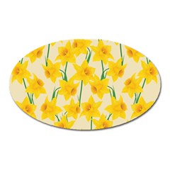 Yellow Daffodils Pattern Oval Magnet by Valentinaart