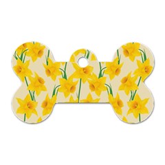 Yellow Daffodils Pattern Dog Tag Bone (one Side) by Valentinaart