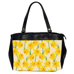 Yellow Daffodils Pattern Oversize Office Handbag (2 Sides) by Valentinaart