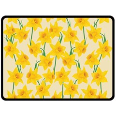 Yellow Daffodils Pattern Fleece Blanket (large)  by Valentinaart