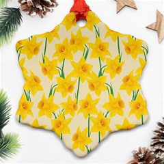 Yellow Daffodils Pattern Ornament (snowflake) by Valentinaart