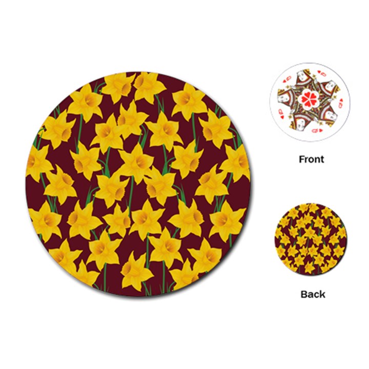 Yellow Daffodils Pattern Playing Cards (Round)