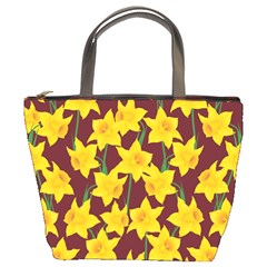 Yellow Daffodils Pattern Bucket Bag by Valentinaart