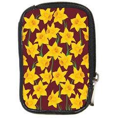 Yellow Daffodils Pattern Compact Camera Leather Case by Valentinaart