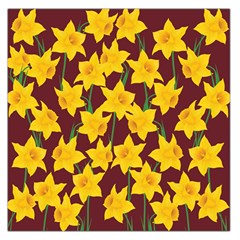 Yellow Daffodils Pattern Large Satin Scarf (square) by Valentinaart