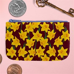 Yellow Daffodils Pattern Large Coin Purse by Valentinaart