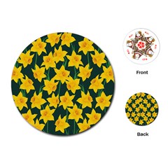 Yellow Daffodils Pattern Playing Cards (round) by Valentinaart