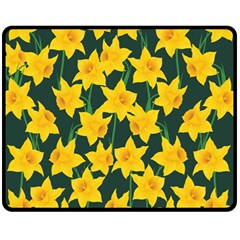 Yellow Daffodils Pattern Fleece Blanket (medium)  by Valentinaart