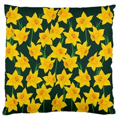 Yellow Daffodils Pattern Large Flano Cushion Case (one Side) by Valentinaart