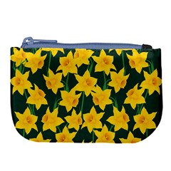 Yellow Daffodils Pattern Large Coin Purse by Valentinaart