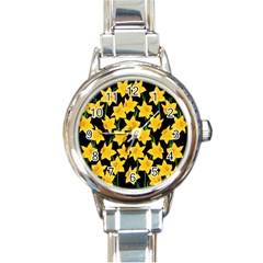 Yellow Daffodils Pattern Round Italian Charm Watch by Valentinaart