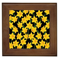 Yellow Daffodils Pattern Framed Tiles by Valentinaart