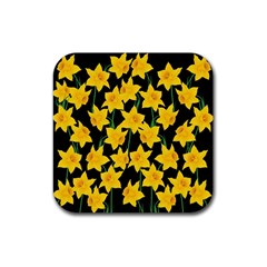 Yellow Daffodils Pattern Rubber Coaster (square) 