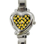 Yellow Daffodils Pattern Heart Italian Charm Watch Front