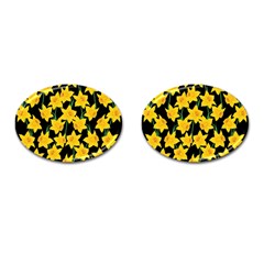 Yellow Daffodils Pattern Cufflinks (oval) by Valentinaart