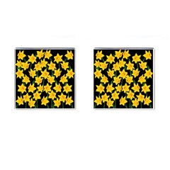 Yellow Daffodils Pattern Cufflinks (square) by Valentinaart