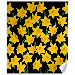 Yellow Daffodils Pattern Canvas 8  X 10  by Valentinaart