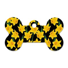 Yellow Daffodils Pattern Dog Tag Bone (one Side) by Valentinaart