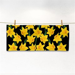 Yellow Daffodils Pattern Hand Towel by Valentinaart