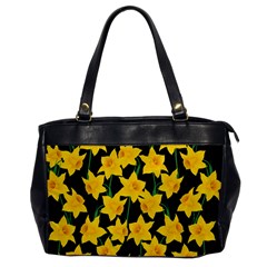 Yellow Daffodils Pattern Oversize Office Handbag by Valentinaart