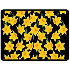 Yellow Daffodils Pattern Fleece Blanket (large)  by Valentinaart