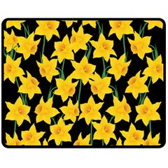 Yellow Daffodils Pattern Fleece Blanket (medium)  by Valentinaart