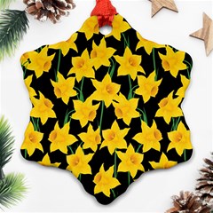 Yellow Daffodils Pattern Ornament (snowflake) by Valentinaart