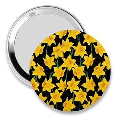 Yellow Daffodils Pattern 3  Handbag Mirrors by Valentinaart