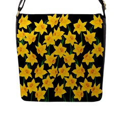 Yellow Daffodils Pattern Flap Closure Messenger Bag (l) by Valentinaart