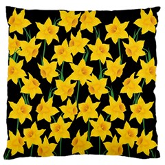 Yellow Daffodils Pattern Large Flano Cushion Case (one Side) by Valentinaart