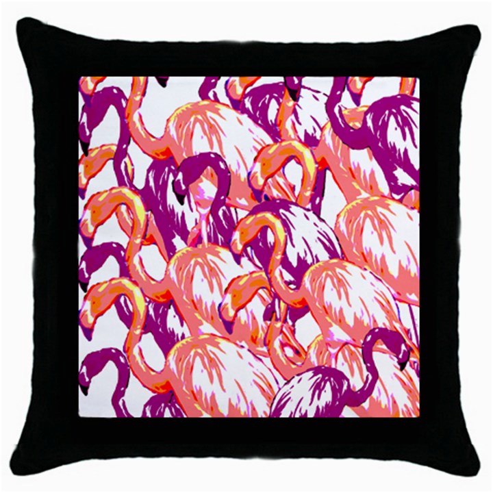 Flamingos Throw Pillow Case (Black)