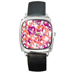 Flamingos Square Metal Watch by StarvingArtisan