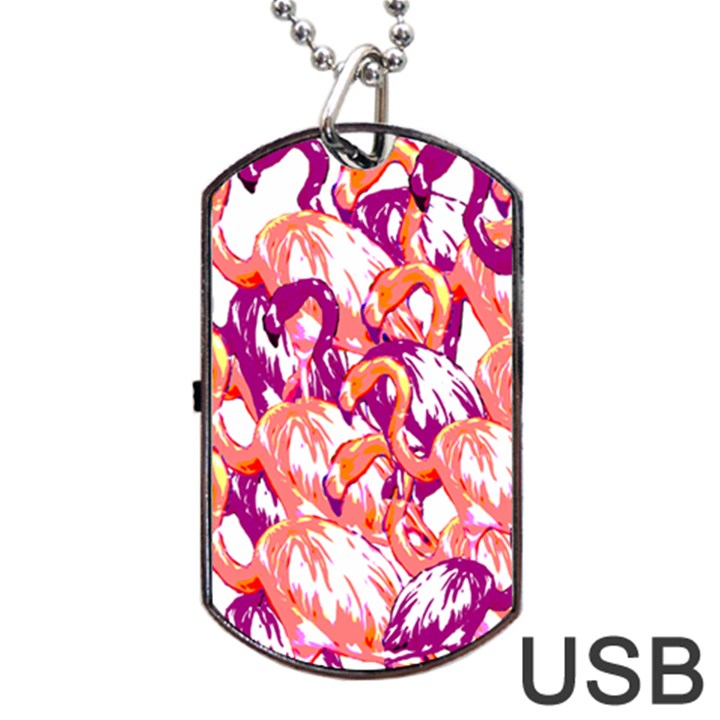 Flamingos Dog Tag USB Flash (One Side)