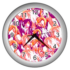 Flamingos Wall Clock (silver) by StarvingArtisan