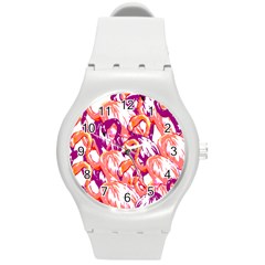 Flamingos Round Plastic Sport Watch (m) by StarvingArtisan