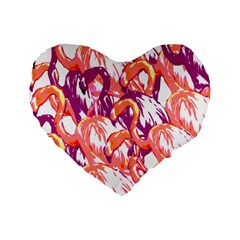 Flamingos Standard 16  Premium Flano Heart Shape Cushions by StarvingArtisan