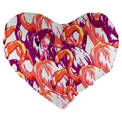 Flamingos Large 19  Premium Flano Heart Shape Cushions by StarvingArtisan