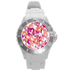 Flamingos Round Plastic Sport Watch (l) by StarvingArtisan