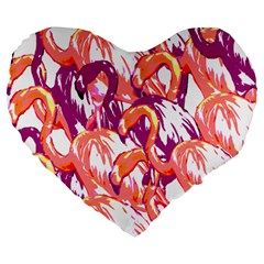 Flamingos Large 19  Premium Heart Shape Cushions by StarvingArtisan