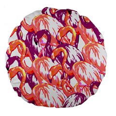 Flamingos Large 18  Premium Flano Round Cushions by StarvingArtisan