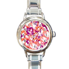 Flamingos Round Italian Charm Watch by StarvingArtisan