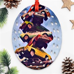 Pretty Colors Cars Ornament (oval Filigree) by StarvingArtisan