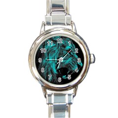 Angry Male Lion Predator Carnivore Round Italian Charm Watch by Sudhe