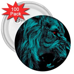 Angry Male Lion Predator Carnivore 3  Buttons (100 Pack)  by Sudhe