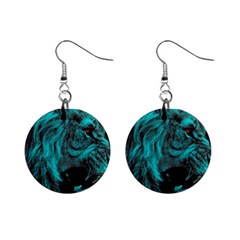 Angry Male Lion Predator Carnivore Mini Button Earrings by Sudhe