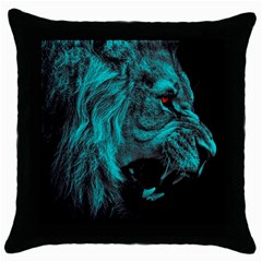 Angry Male Lion Predator Carnivore Throw Pillow Case (black) by Sudhe