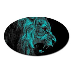 Angry Male Lion Predator Carnivore Oval Magnet by Sudhe