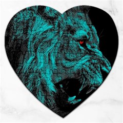 Angry Male Lion Predator Carnivore Jigsaw Puzzle (heart) by Sudhe